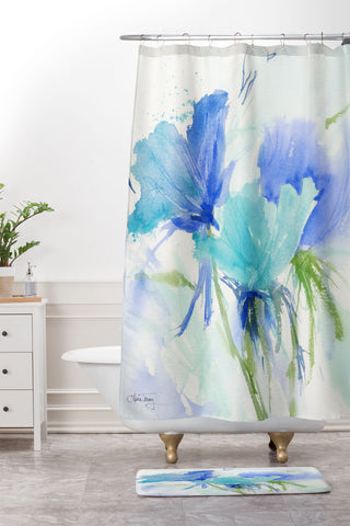 Laura Trevey Blue As The Sea Shower Curtain And Mat
