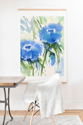 Laura Trevey Blue Blossoms Two Art Print And Hanger