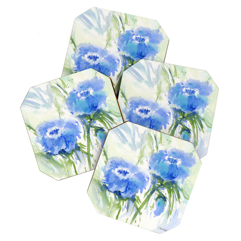 Laura Trevey Blue Blossoms Two Coaster Set
