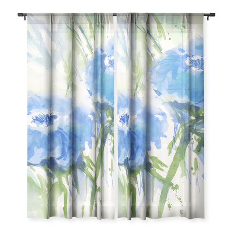 Laura Trevey Blue Blossoms Two Sheer Non Repeat