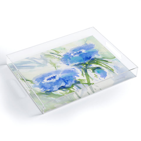 Laura Trevey Blue Blossoms Two Acrylic Tray