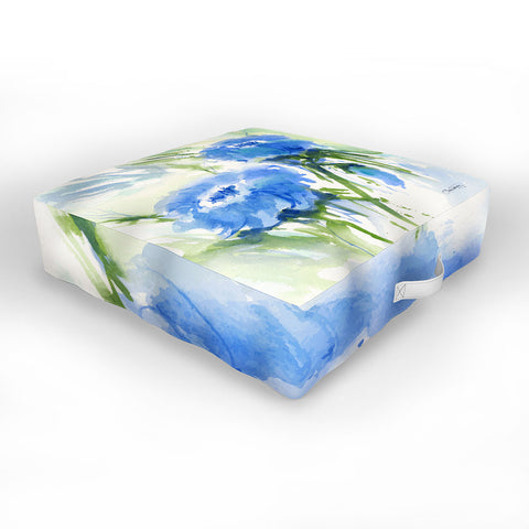 Laura Trevey Blue Blossoms Two Outdoor Floor Cushion