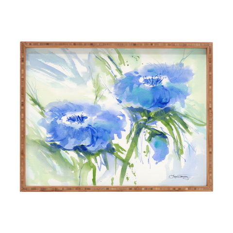 Laura Trevey Blue Blossoms Two Rectangular Tray
