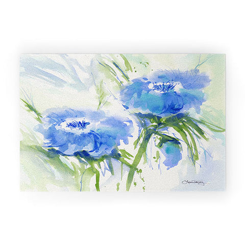 Laura Trevey Blue Blossoms Two Welcome Mat