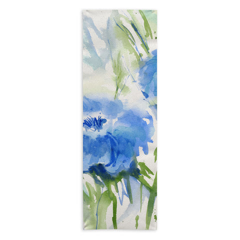 Laura Trevey Blue Blossoms Two Yoga Towel