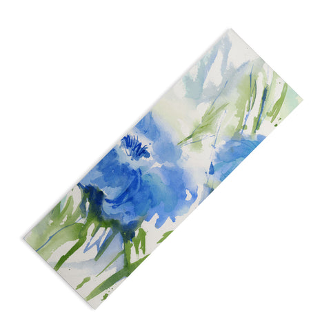 Laura Trevey Blue Blossoms Two Yoga Mat