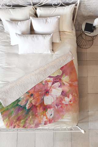 Laura Trevey Blushing Happy Fleece Throw Blanket
