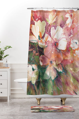 Laura Trevey Blushing Happy Shower Curtain And Mat