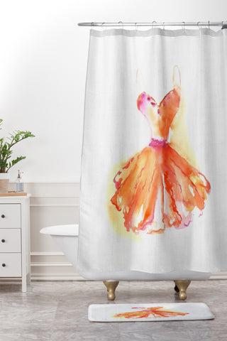 Laura Trevey Blushing Shower Curtain And Mat