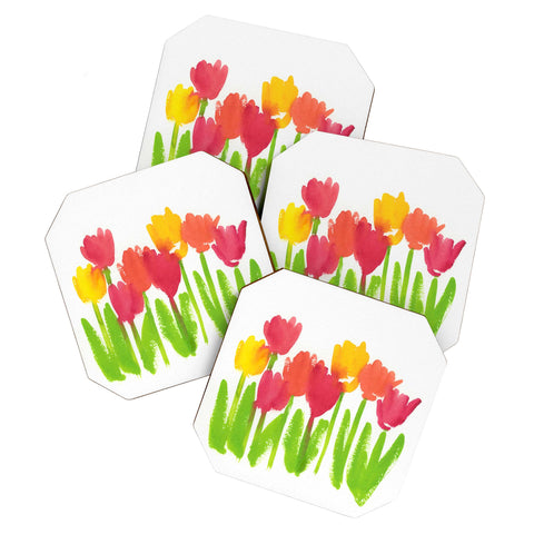Laura Trevey Bright Tulips Coaster Set