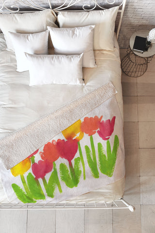 Laura Trevey Bright Tulips Fleece Throw Blanket