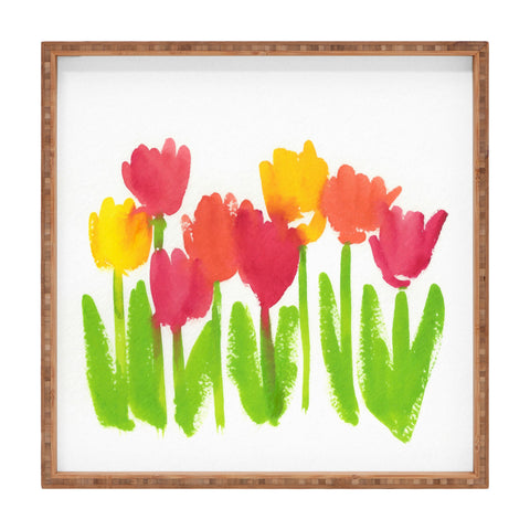 Laura Trevey Bright Tulips Square Tray