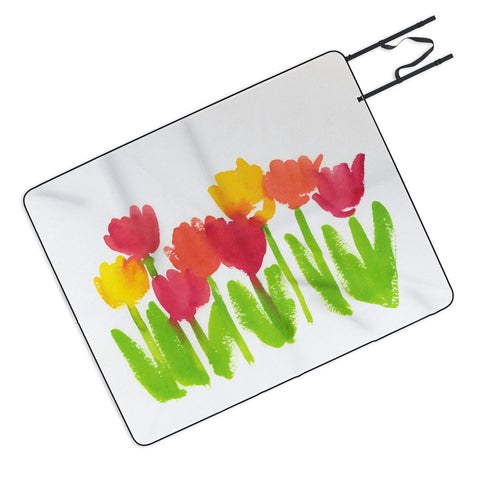 Laura Trevey Bright Tulips Picnic Blanket
