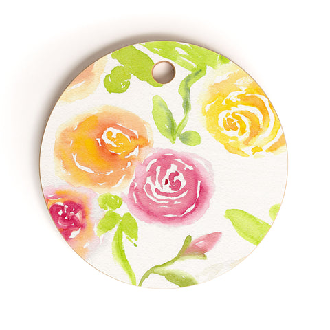 Laura Trevey Candy Colored Blooms Cutting Board Round