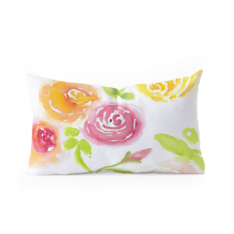 Laura Trevey Candy Colored Blooms Oblong Throw Pillow