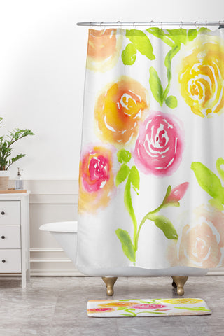 Laura Trevey Candy Colored Blooms Shower Curtain And Mat