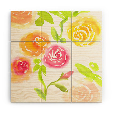Laura Trevey Candy Colored Blooms Wood Wall Mural