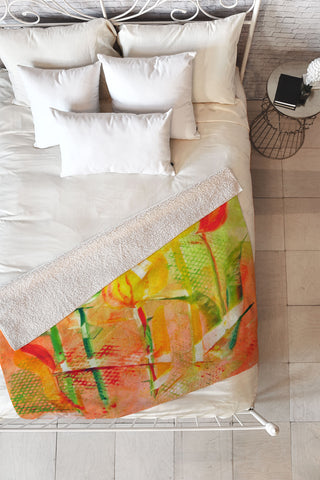 Laura Trevey Citrus Tulips Fleece Throw Blanket