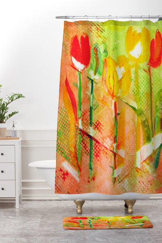 Laura Trevey Citrus Tulips Shower Curtain And Mat