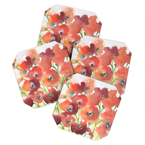 Laura Trevey Field Of Poppies Coaster Set