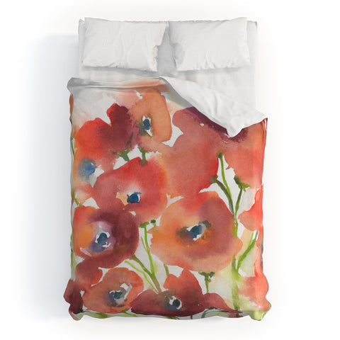 Laura Trevey Field Of Poppies Duvet Cover