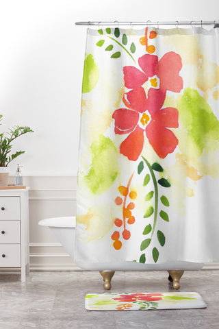 Laura Trevey First Bloom Shower Curtain And Mat