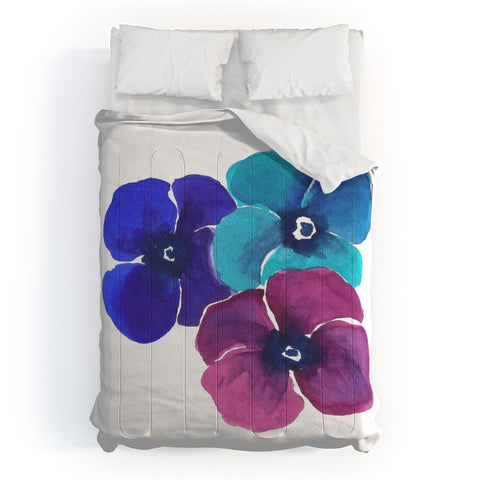 Laura Trevey Jewel Tone Pansies Comforter