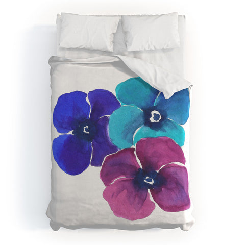 Laura Trevey Jewel Tone Pansies Duvet Cover