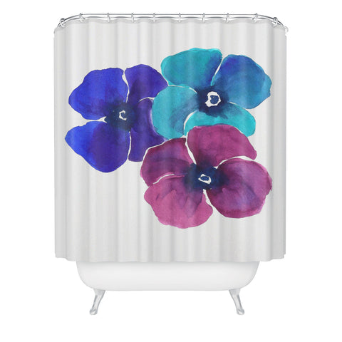 Laura Trevey Jewel Tone Pansies Shower Curtain
