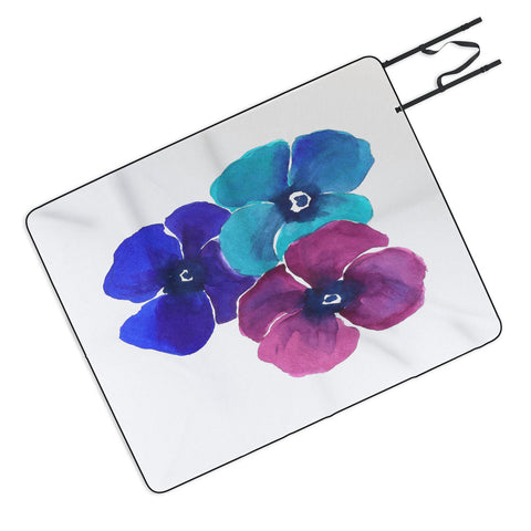 Laura Trevey Jewel Tone Pansies Picnic Blanket