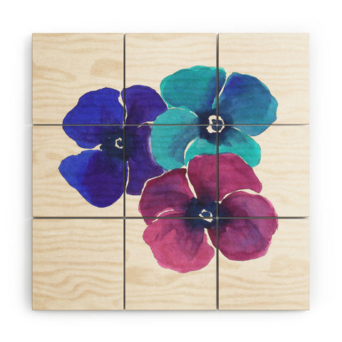 Laura Trevey Jewel Tone Pansies Wood Wall Mural
