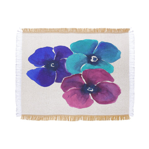 Laura Trevey Jewel Tone Pansies Throw Blanket