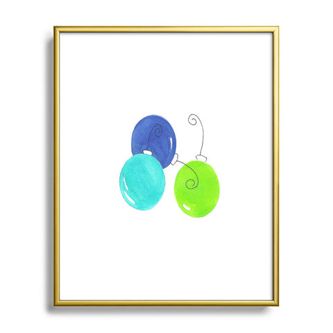 Laura Trevey JOY in Blue Green Metal Framed Art Print