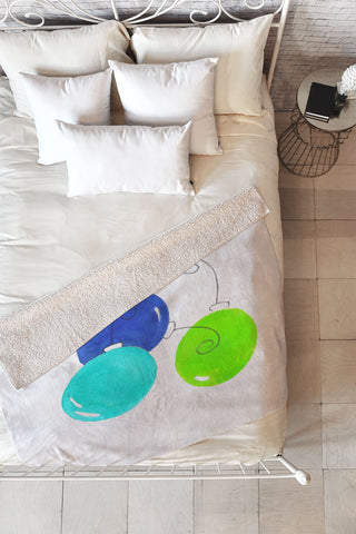 Laura Trevey JOY in Blue Green Fleece Throw Blanket