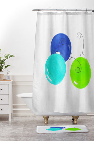 Laura Trevey JOY in Blue Green Shower Curtain And Mat