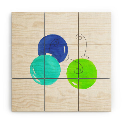 Laura Trevey JOY in Blue Green Wood Wall Mural