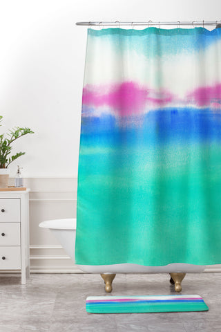 Laura Trevey Minty Fresh Blend Shower Curtain And Mat