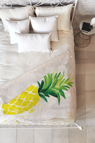 Laura Trevey Pineapple Sunshine Fleece Throw Blanket