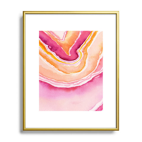 Laura Trevey Pink Agate Metal Framed Art Print
