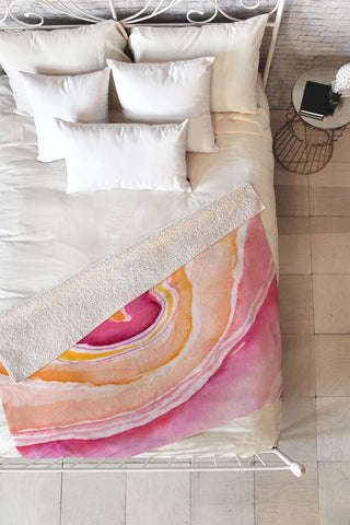 Laura Trevey Pink Agate Fleece Throw Blanket