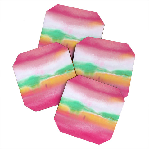 Laura Trevey Pink and Gold Glow Coaster Set
