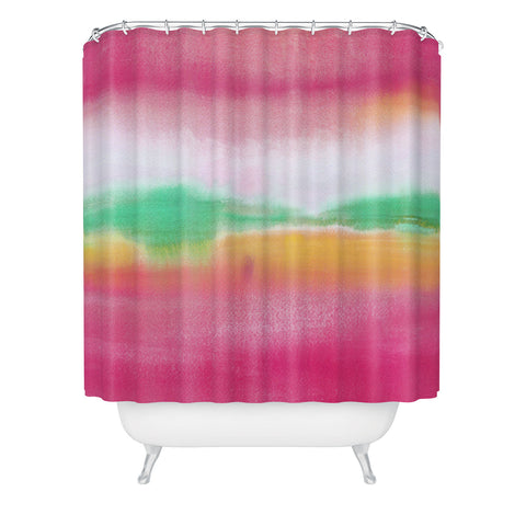 Laura Trevey Pink and Gold Glow Shower Curtain