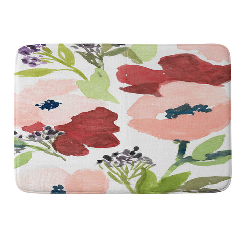 Laura Trevey Pink Poppies Memory Foam Bath Mat