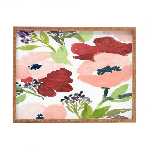Laura Trevey Pink Poppies Rectangular Tray