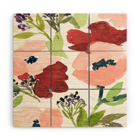 Laura Trevey Pink Poppies Wood Wall Mural