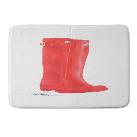 Laura Trevey Red Boots Memory Foam Bath Mat