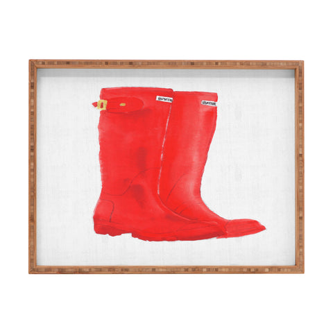 Laura Trevey Red Boots Rectangular Tray