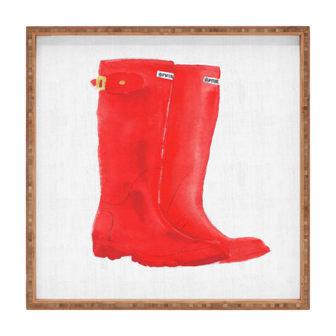 Laura Trevey Red Boots Square Tray
