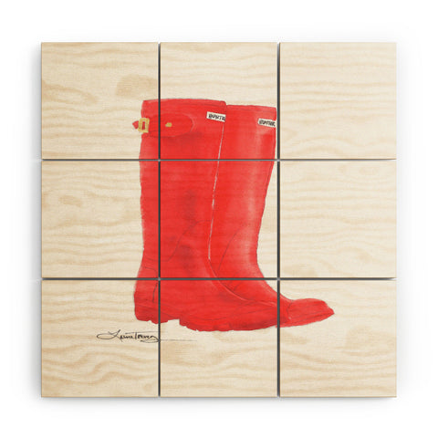 Laura Trevey Red Boots Wood Wall Mural