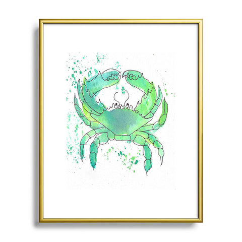 Laura Trevey Seafoam Green Crab Metal Framed Art Print